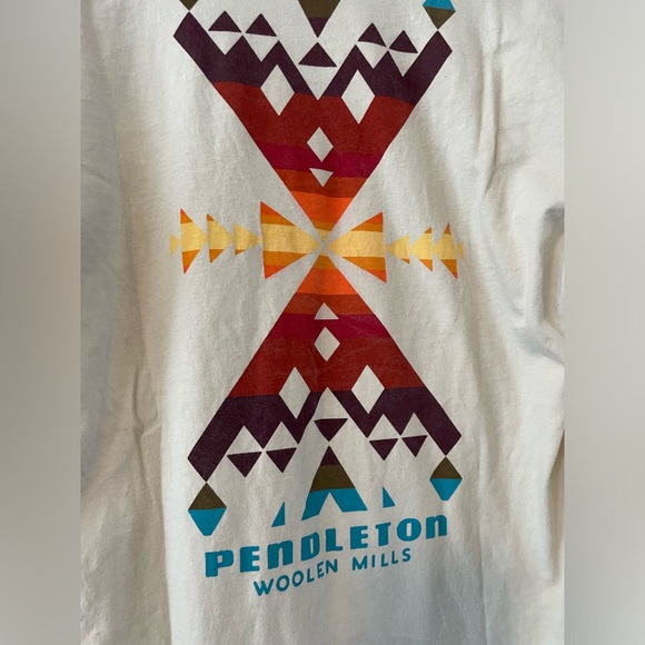 Pendleton Woolen Mills Men's Aztec Graphic Logo Shirt Beige Sz Medium - Picture 5 of 6